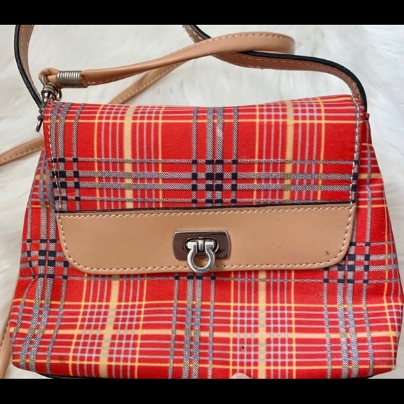 Cute red plaid cross body purse. - Picture 3 of 5
